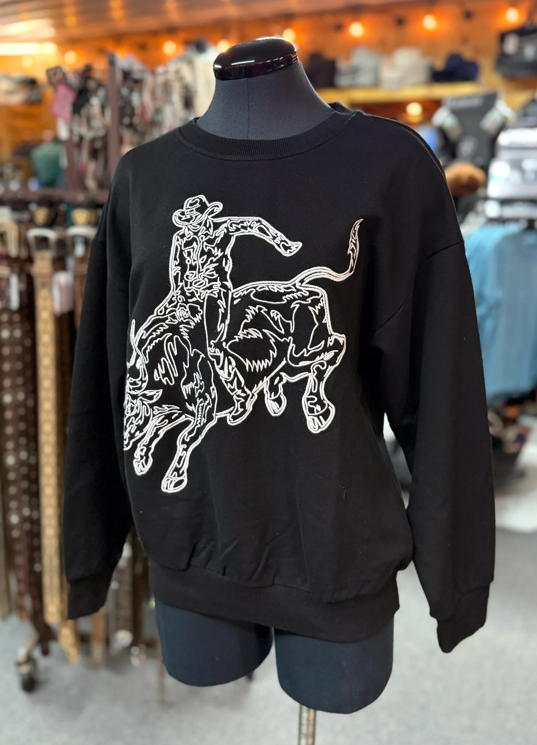 Black Bronc Stitch Cowgirl Sweatshirt