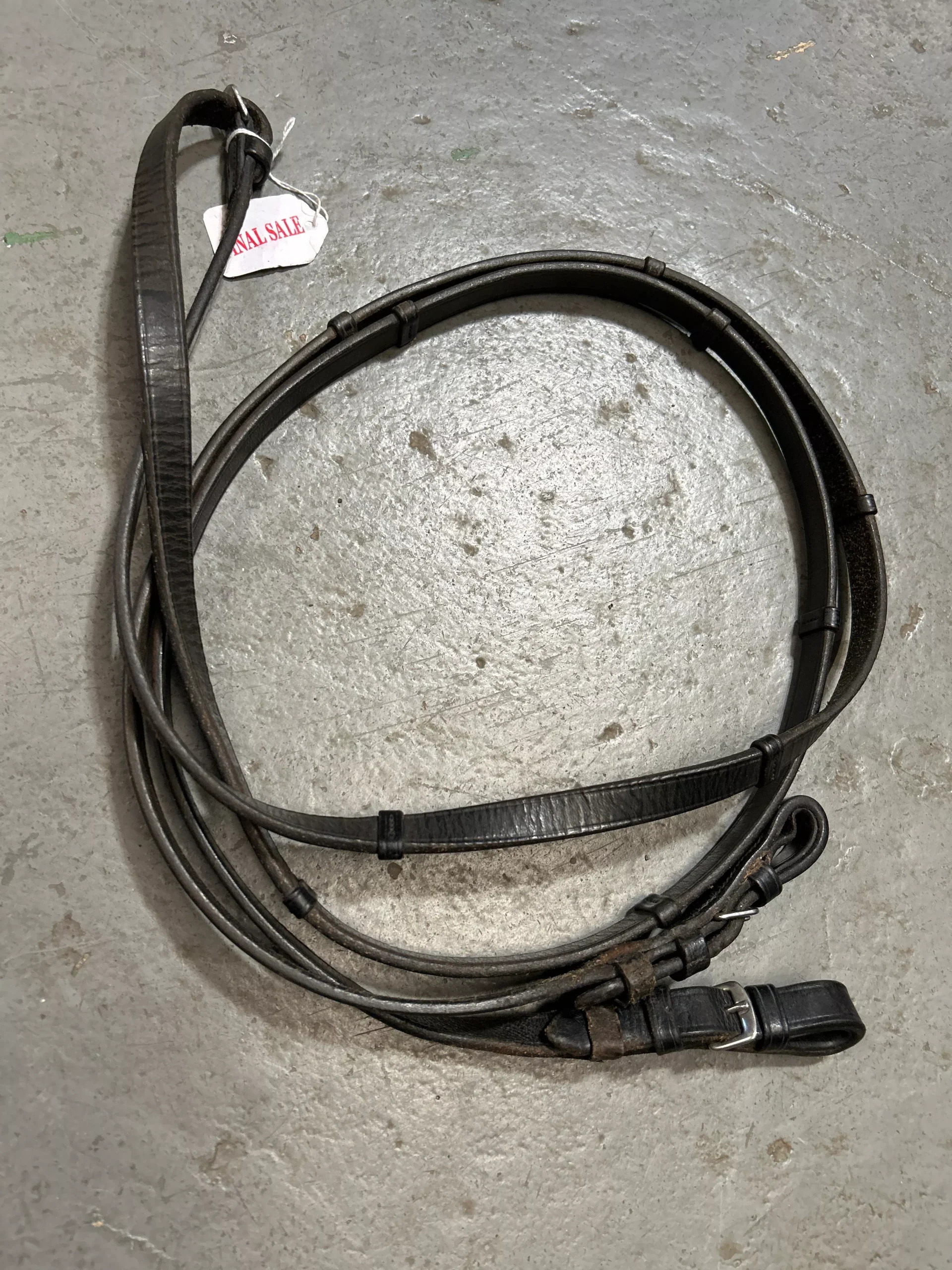 Black Leather Reins with Stops 54"