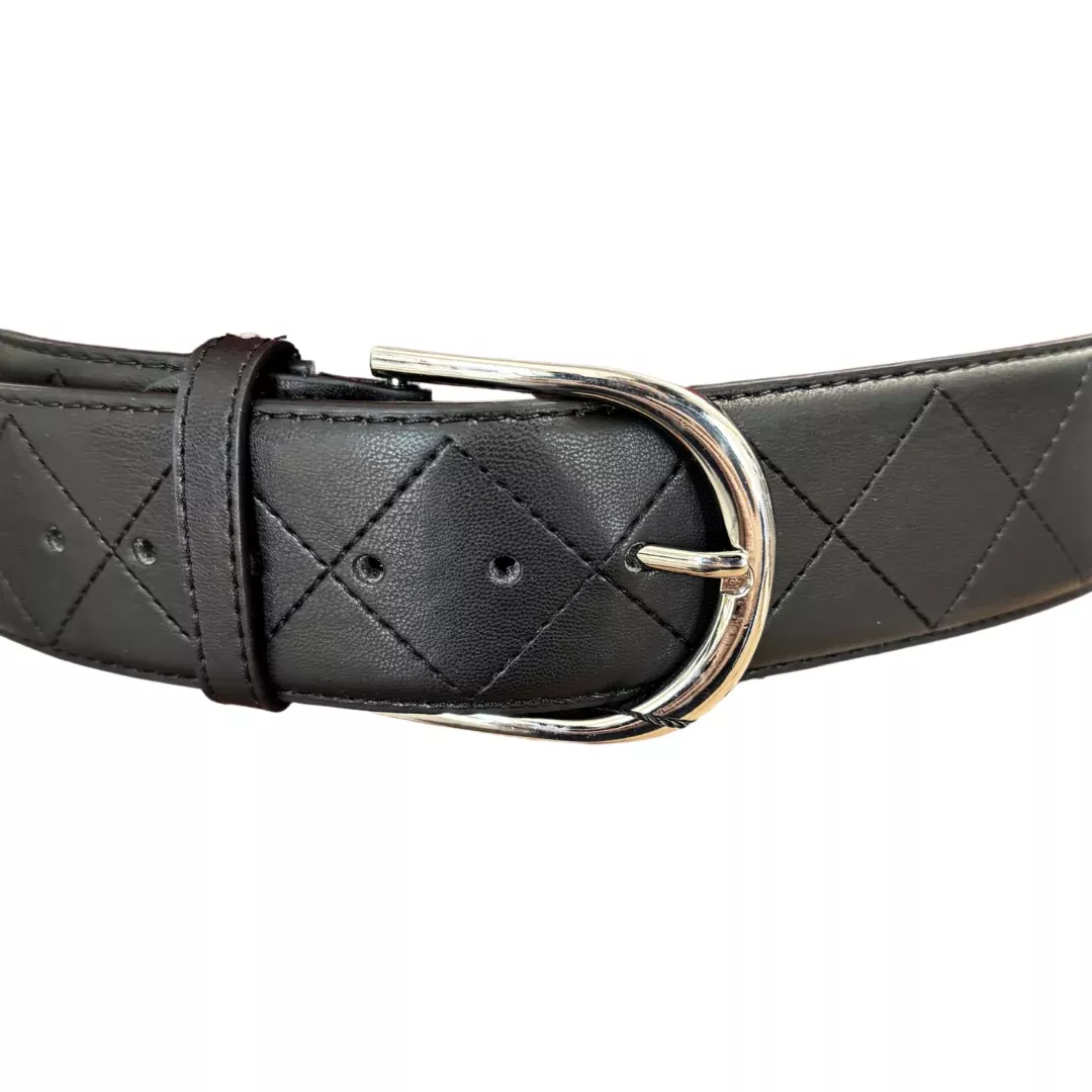 Black Quilted Leather Belt