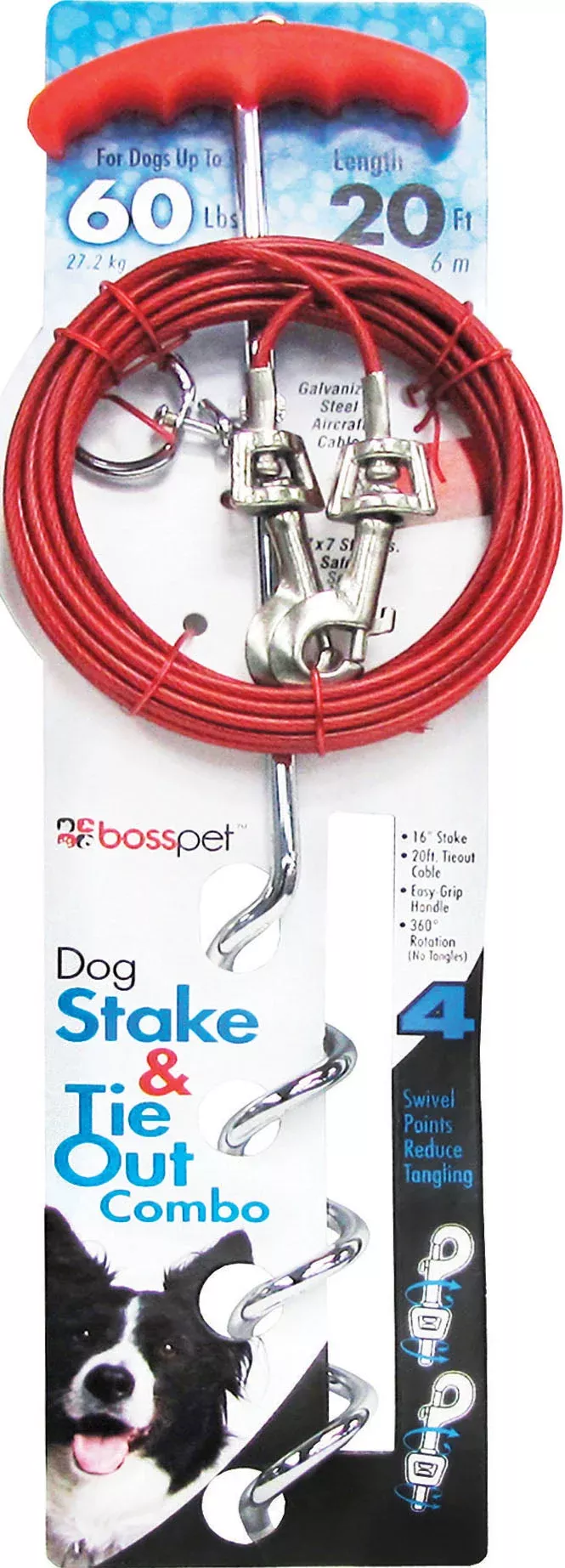Boss Pet Spiral Stake/cable Tieout 20 FT