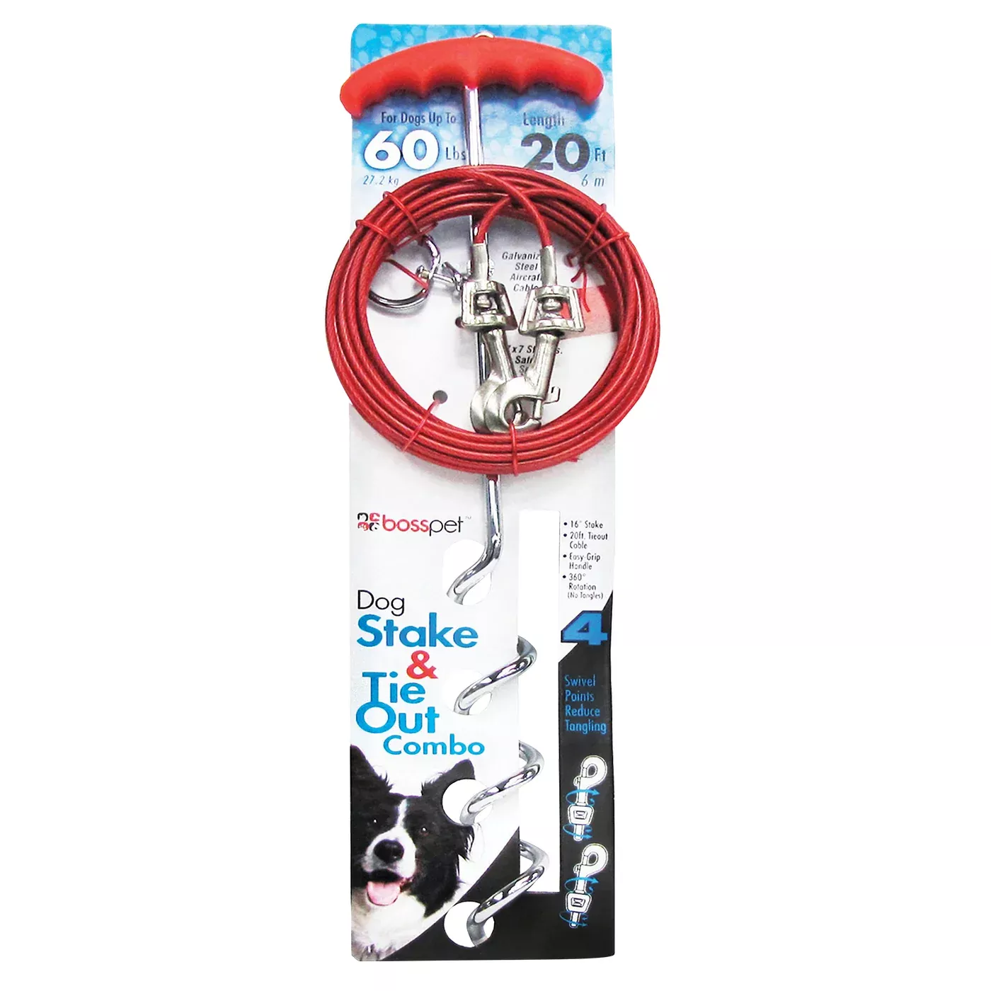 Boss Pet Spiral Stake W/ Cable Tie Out