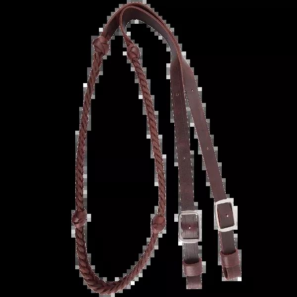 Braided rein with knots