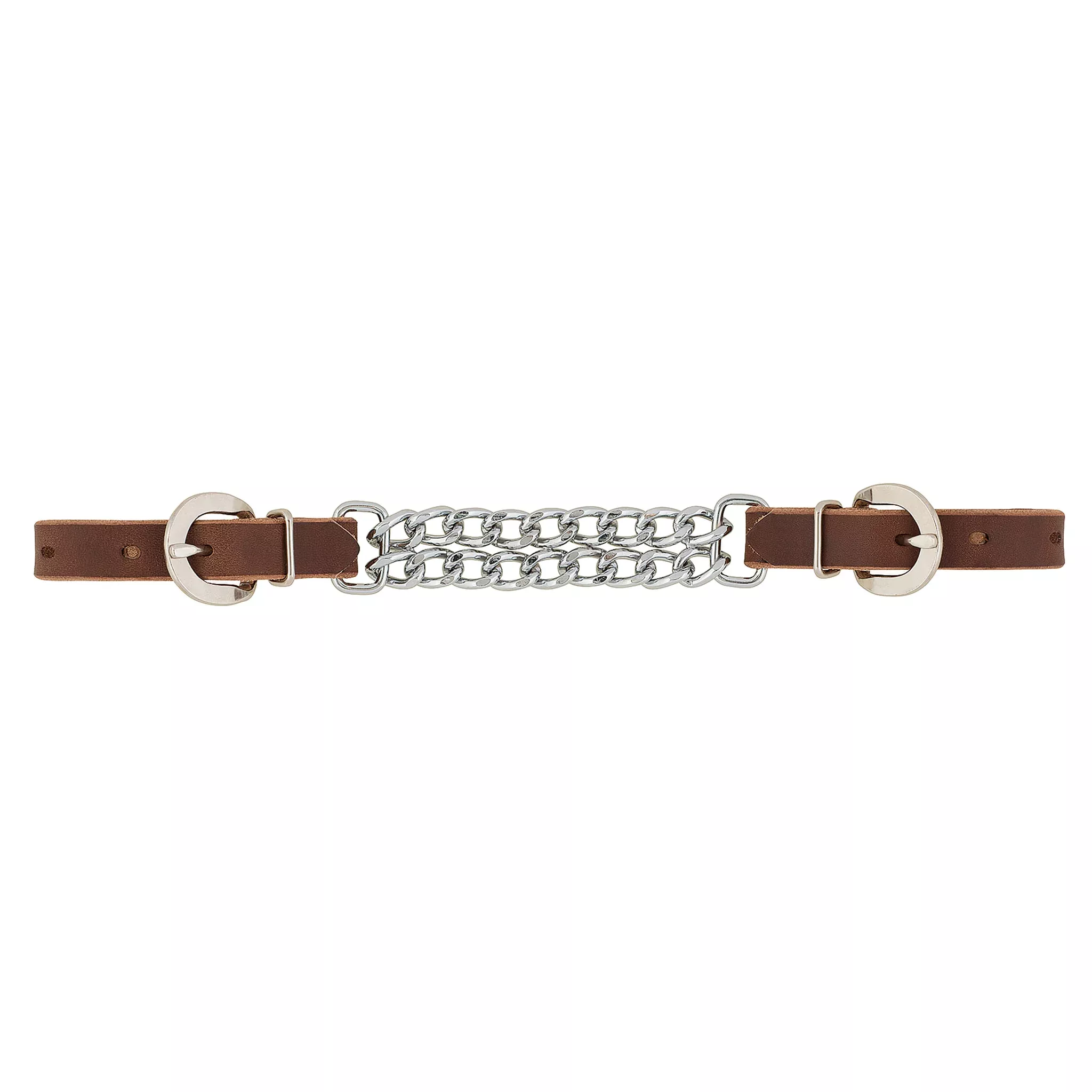 Bridle Leather 4-1/4" Double Flat Link Chain Curb Strap