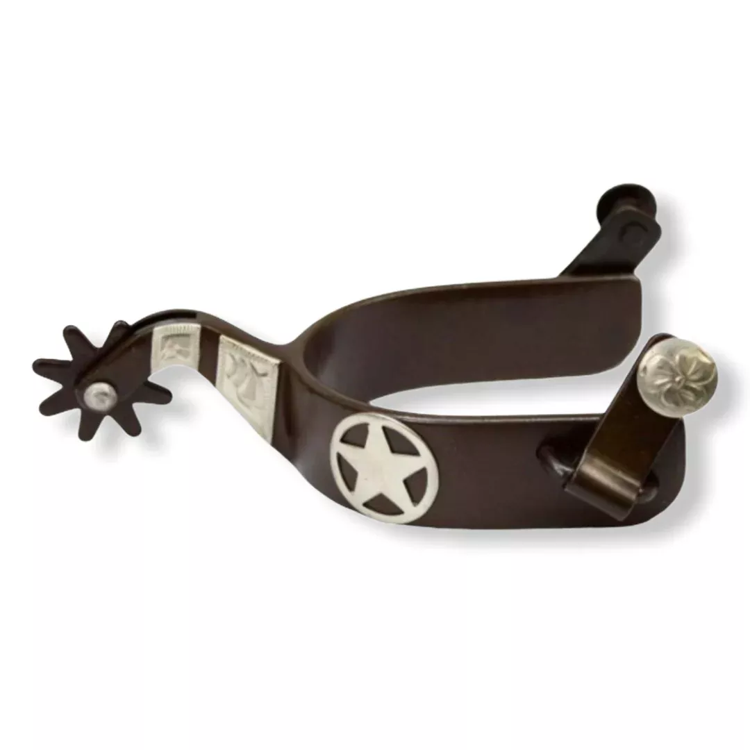 Brown Steel Silver Show Spur With Texas Star