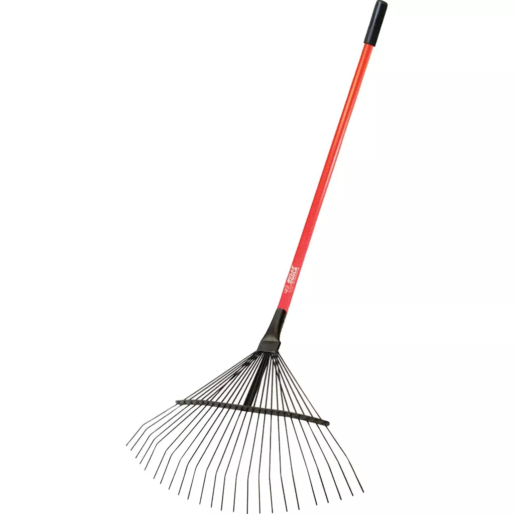 Bully Tools 24-Tine Thatch Rake, Fiberglass Handle, 68 x 25 in, Red