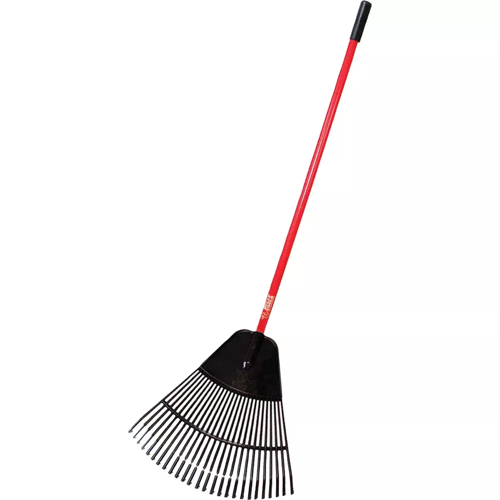 Bully Tools Poly Leaf Rake with Fiberglass Handle, 72 x 30 in, Red