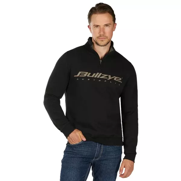 Bullzye Mens Pullover | Logo 1/4 Zip | Black