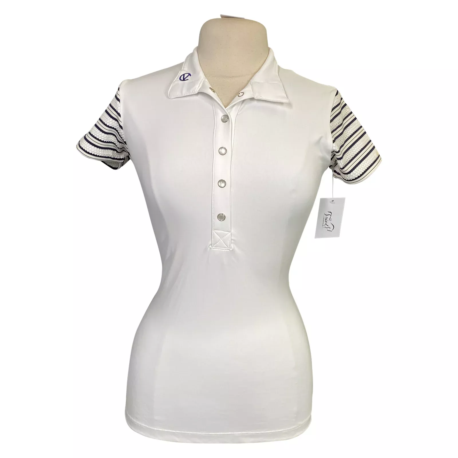 Calverro 'Short Stripe' Competition Shirt in White - Women's Large