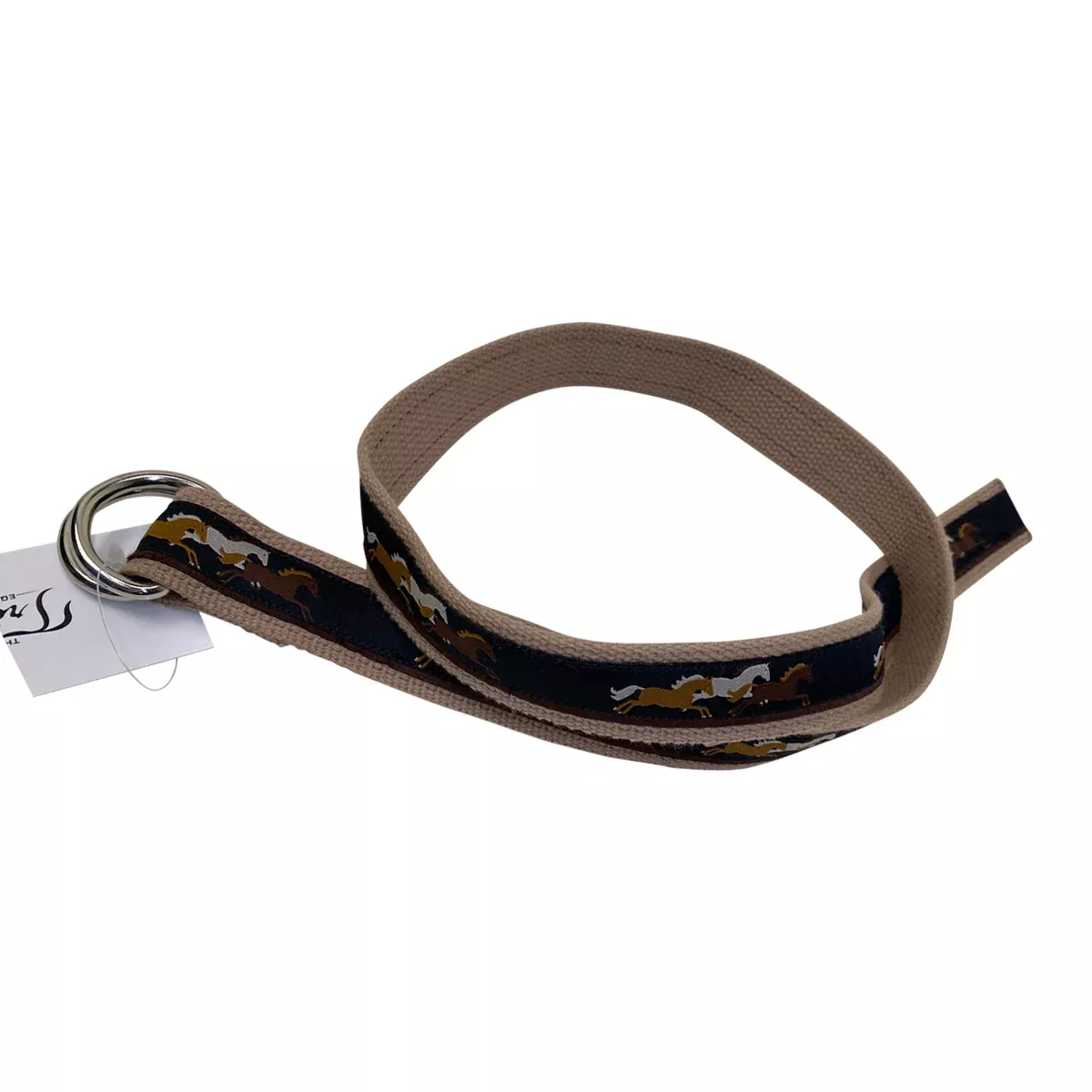 Canvas Ribbon Belt in Tan/Horses - M/L