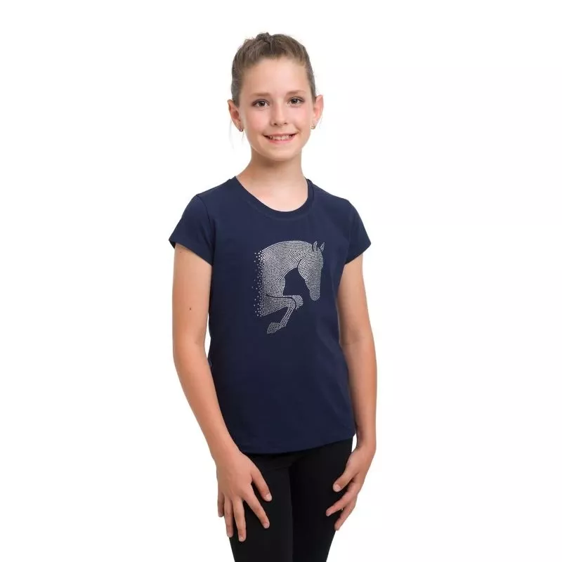 Cavalliera Kids’ Jumping Star Short Sleeve Cotton Top – Navy Blue
