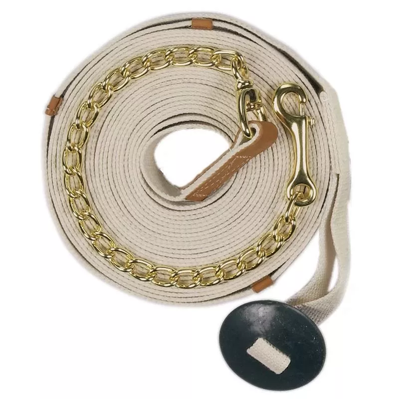 Centaur Cotton Web 35ft Lunge W/Chain – Natural