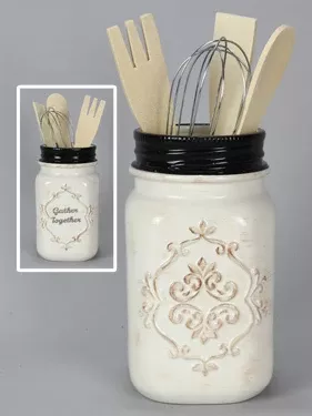 Ceramic Kitchen Tool Holder W/tools 15237