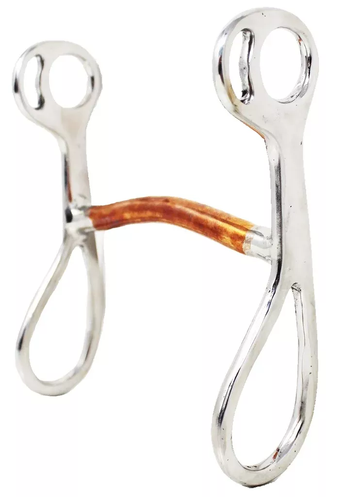 Challenger Tack Copper Mullen Bar Short Shank Horse Bit – 5” Solid Copper Mouthpiece, 6.5” Shanks, Gentle No Palate Pressure Western Training Bit 35GA09B