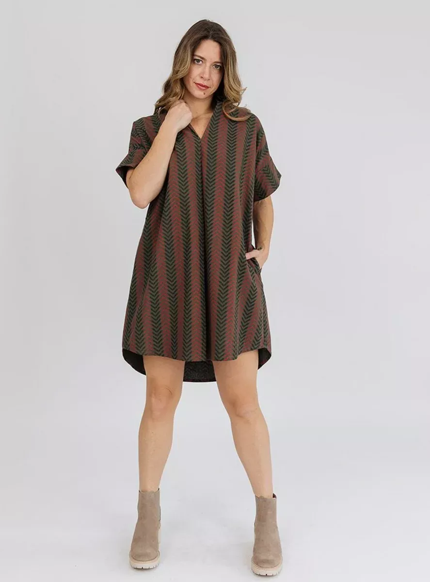 Chennai Mini Dress Chevron Fern Red