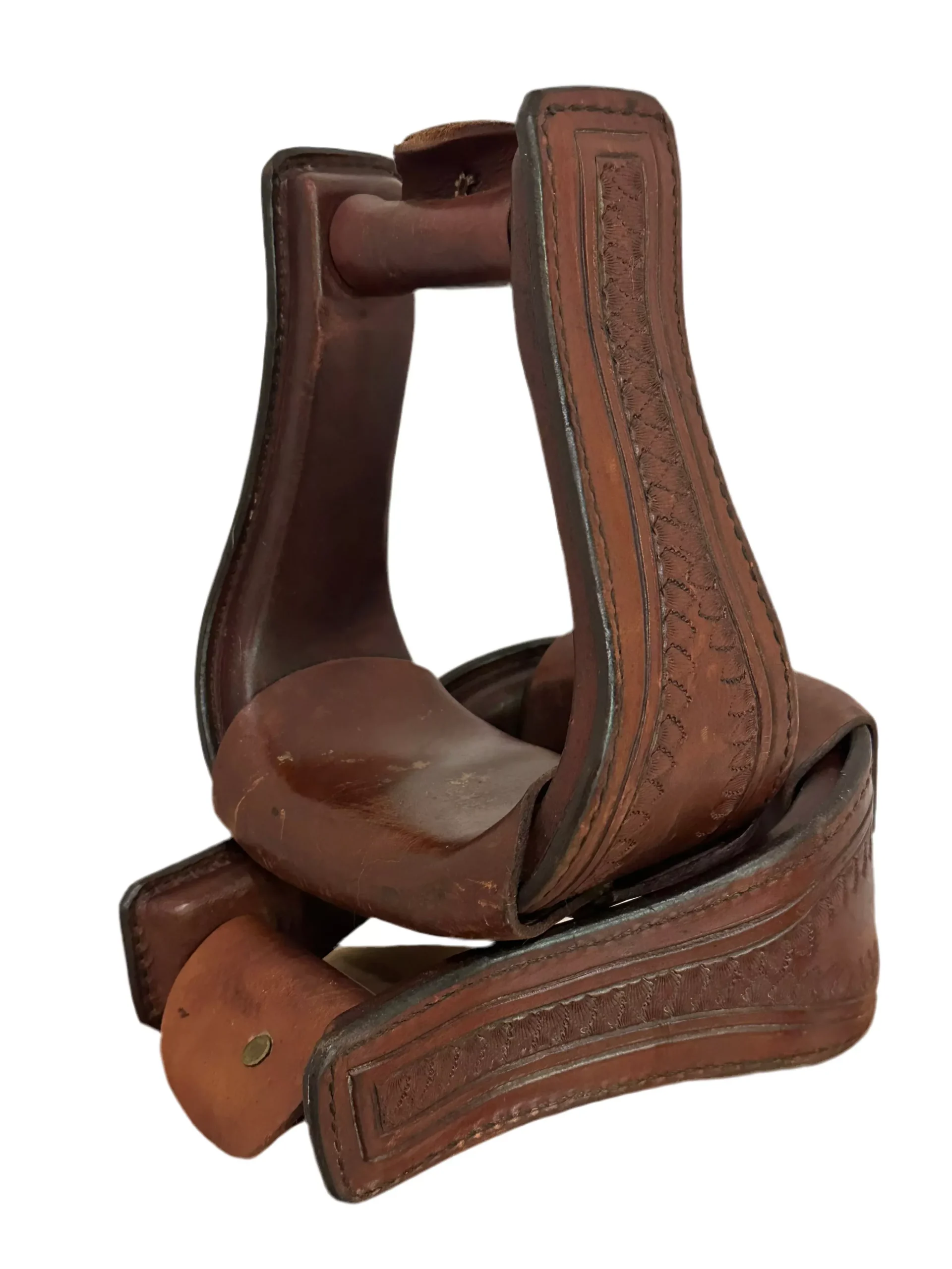 Circle Y Leather Wrapped Western Stirrups, Pair
