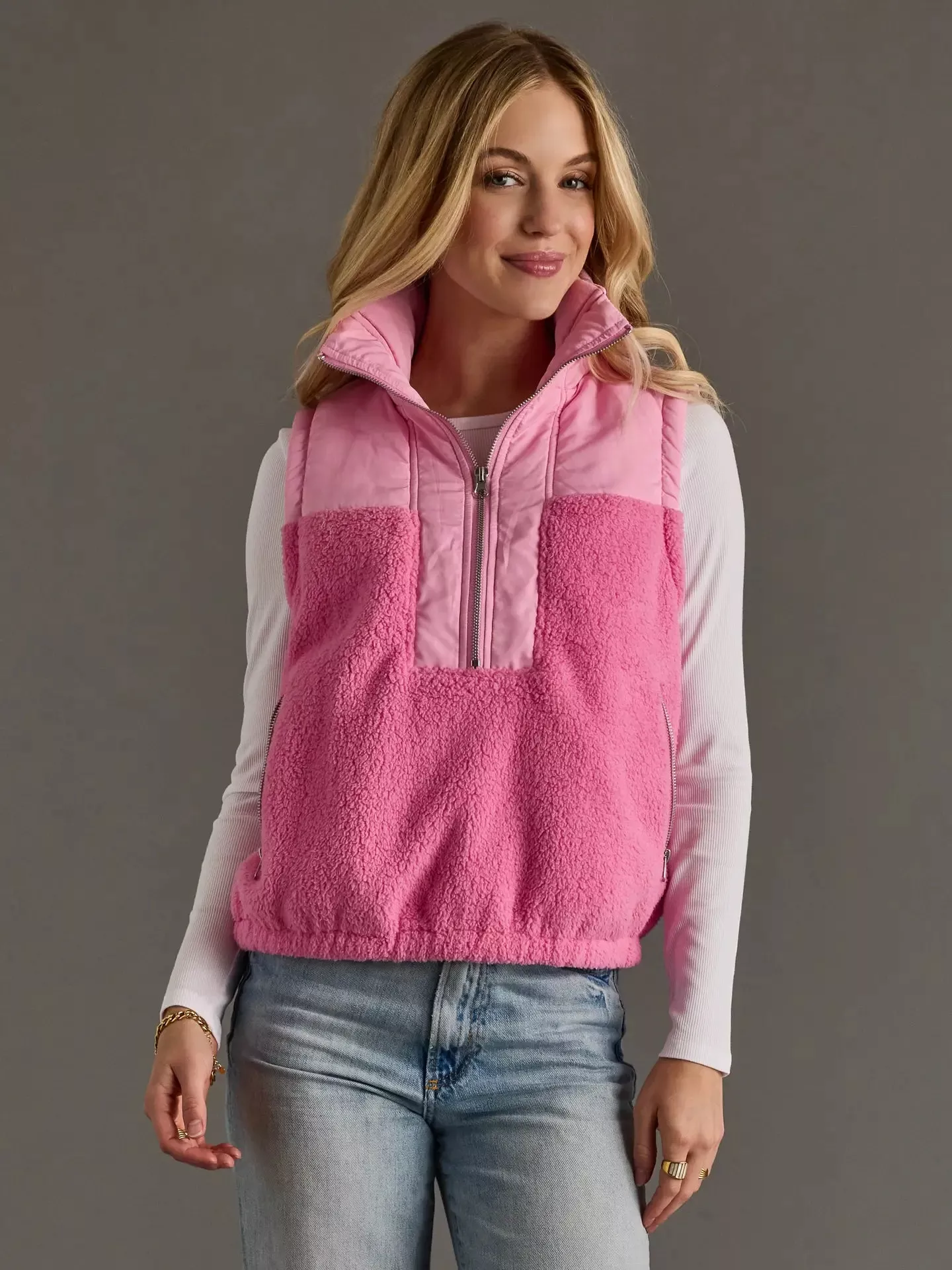 Color Block Sherpa Vest