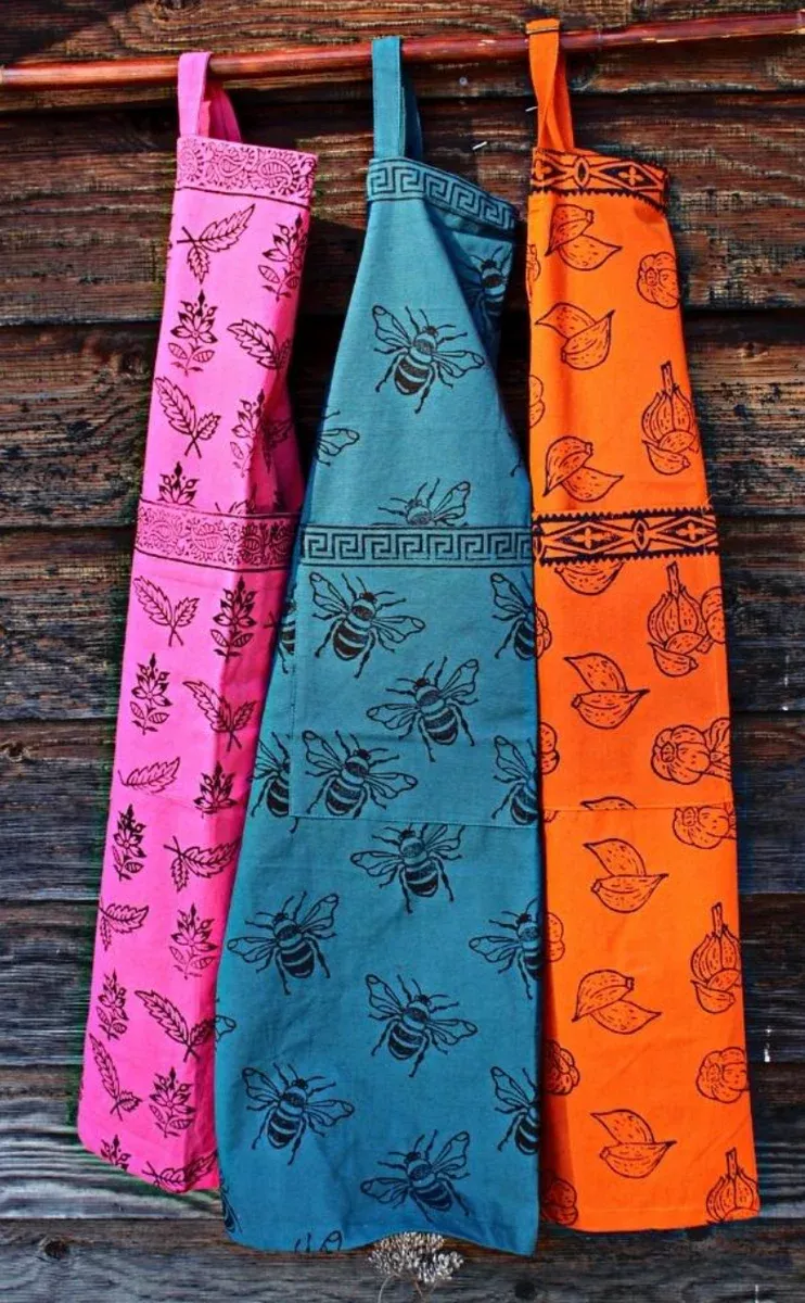 Colorful Block Print Kitchen Apron