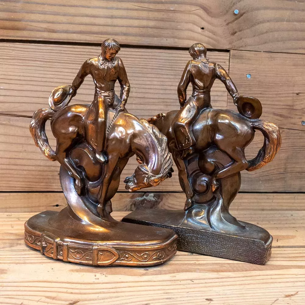 Copper Painted Cowboy Bookends