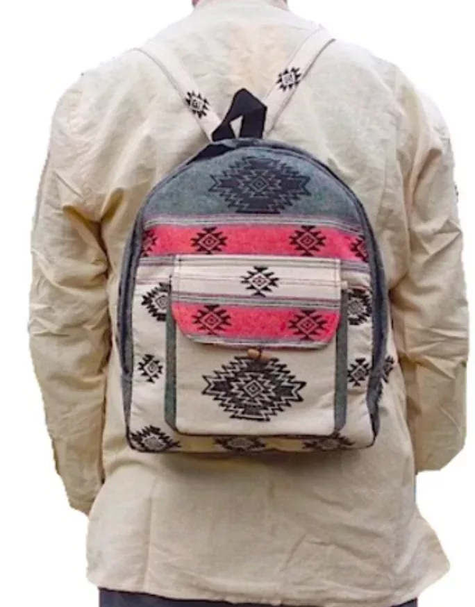 Cotton Small Block Print Backpack