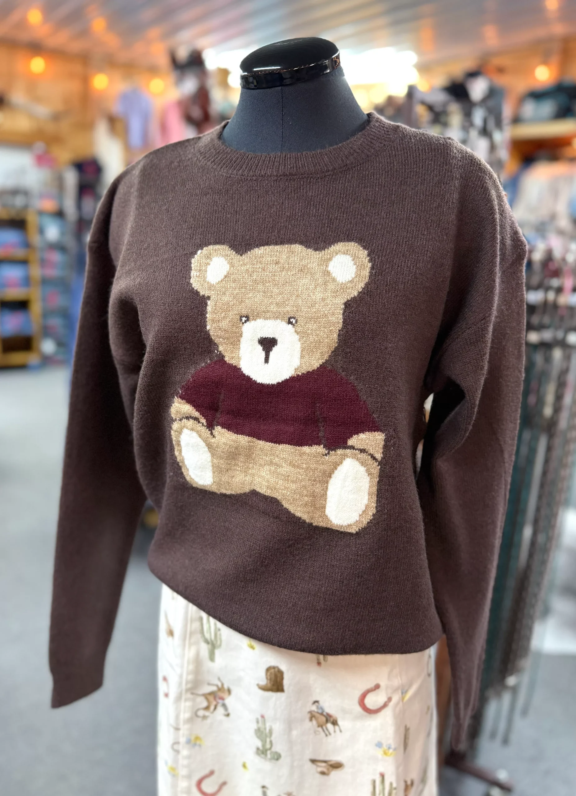 Cozy Bear Knit Crew Neck Sweatshirt