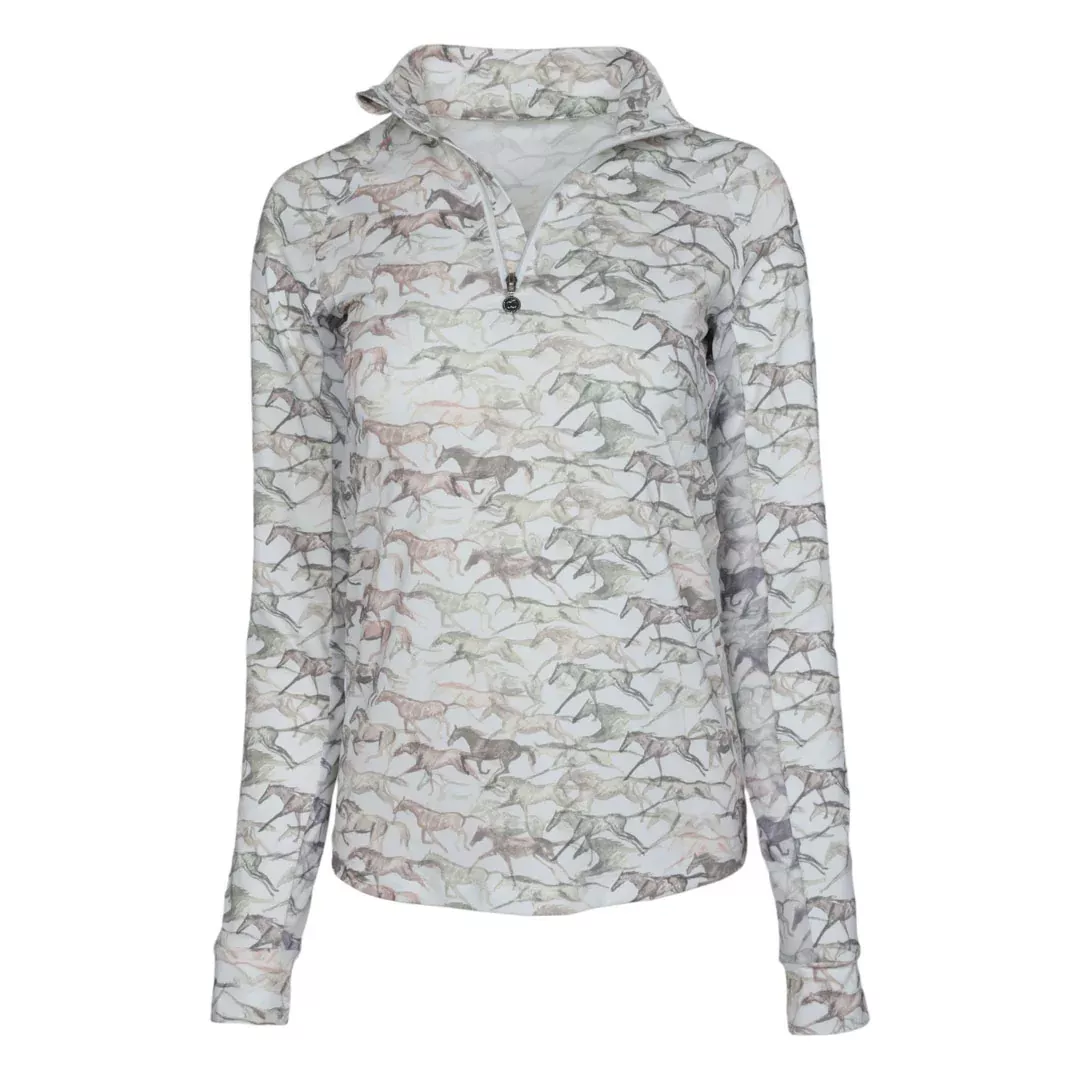 Dapplebay Galloping Watercolor 1/4 Zip Riding Top