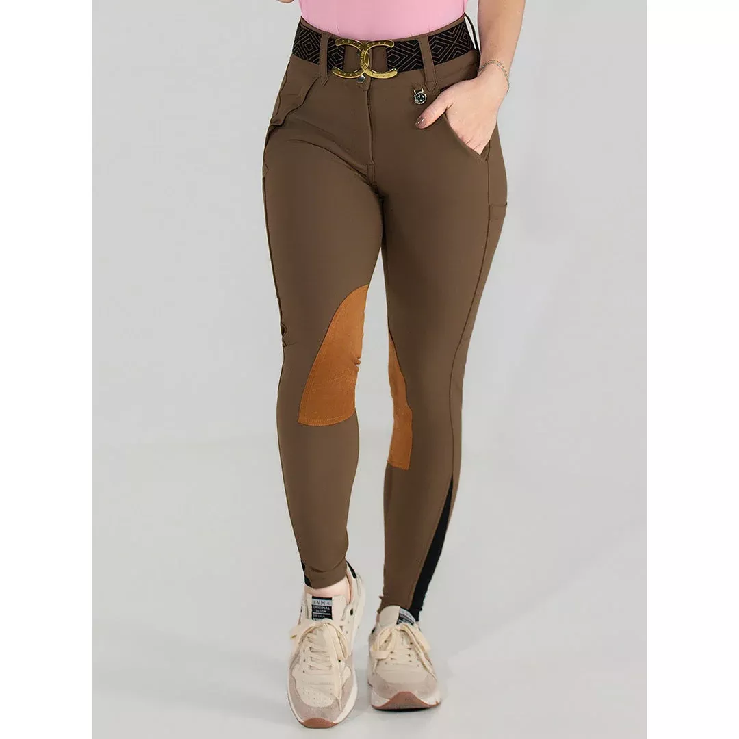 Dapplebay Sport Suede Knee Patch Breeches-Chestnut