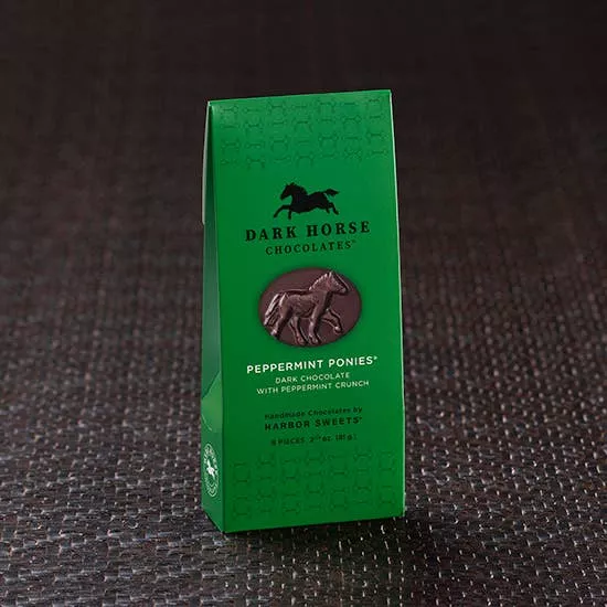 Dark Chocolate Peppermint Ponies 8 pc Gable Box