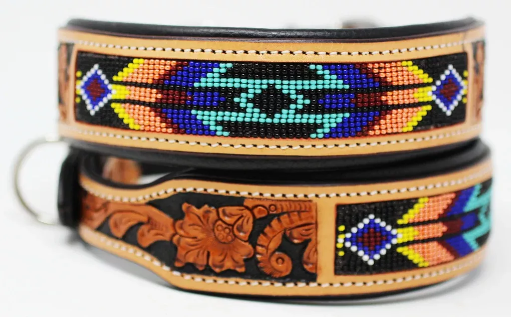 Dog Puppy Collar Genuine Cow Leather Padded Adjustable Padded Canine 6069TL