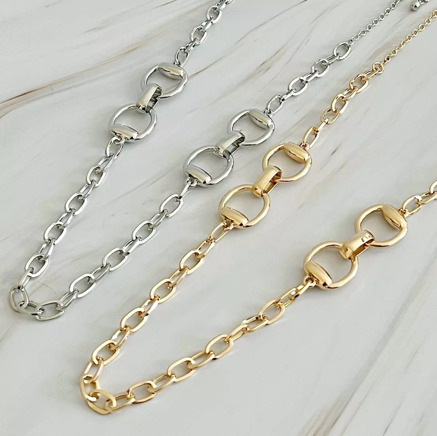 Double Equestrian Chain Necklace