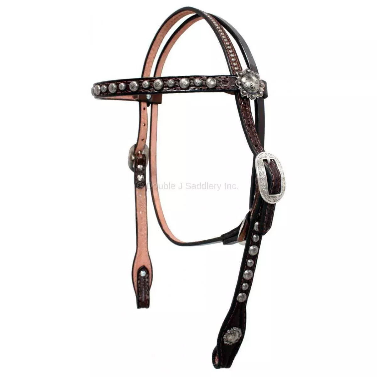 Double J - Brown Vintage Straight Browband Headstall - Regular