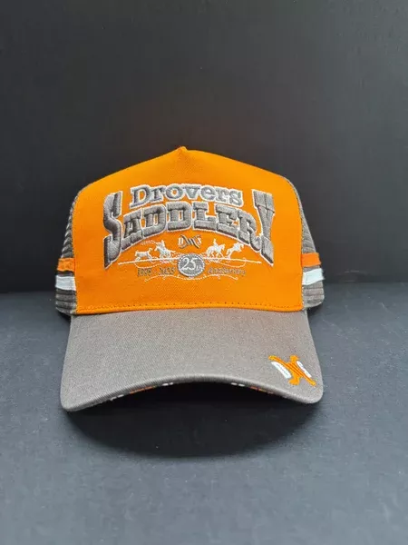 Drovers Saddlery Cap - Grey /Orange