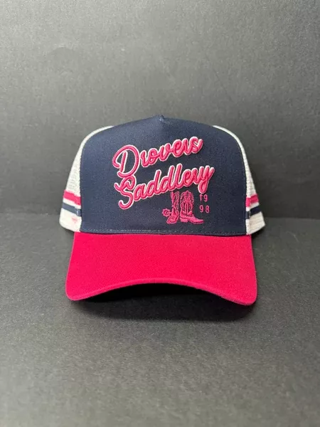 Drovers Saddlery Trucker Cap - Navy /Pink