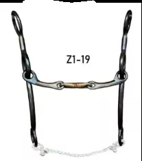 Dutton Bits Long Cheek Swept Back 1" Gag with a Dog Bone Snaffle