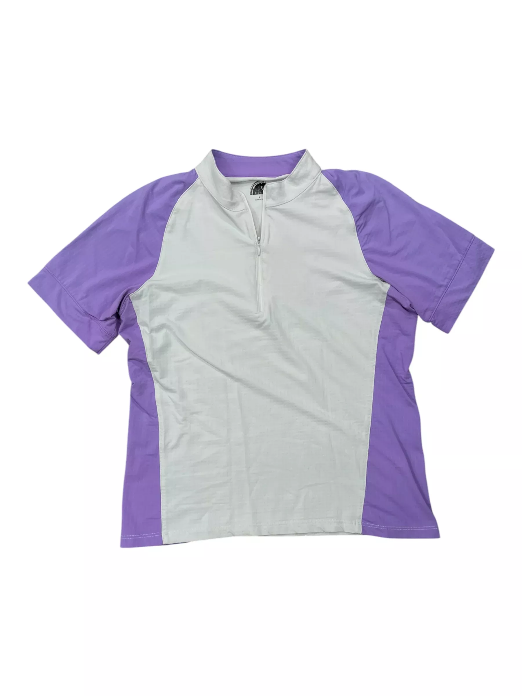 EIS SS 1/4 Zip Top - White/Light Purple - L - USED