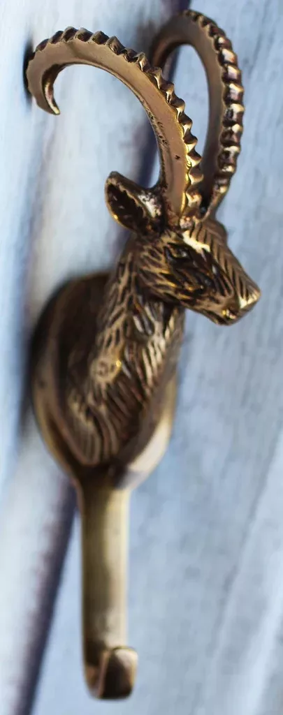 Elk Deer Brass Wall Mount Keys Coat Hat Hook Hanger 6706