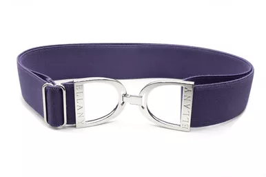Ellany - Amethyst - 1.5" Silver Stirrup Elastic Belt