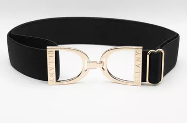 Ellany - Black - 1.5” Gold Stirrup Elastic Belt