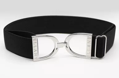 Ellany - Black - 1.5” Silver Stirrup Elastic Belt