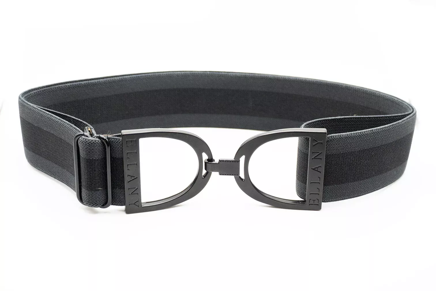 Ellany - Charcoal Stripes - 1.5” Black Stirrup Elastic Belt