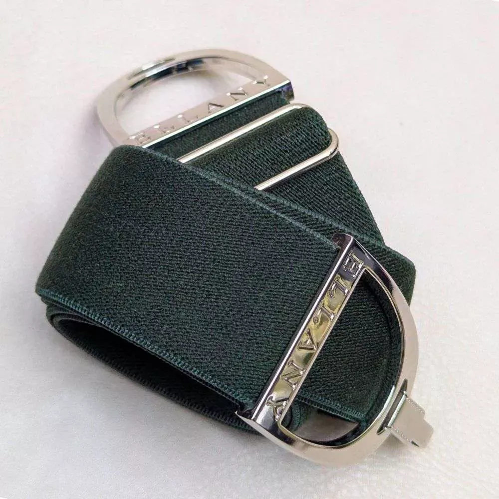 Ellany - Hunter Green - 1.5" Silver Stirrup Belt