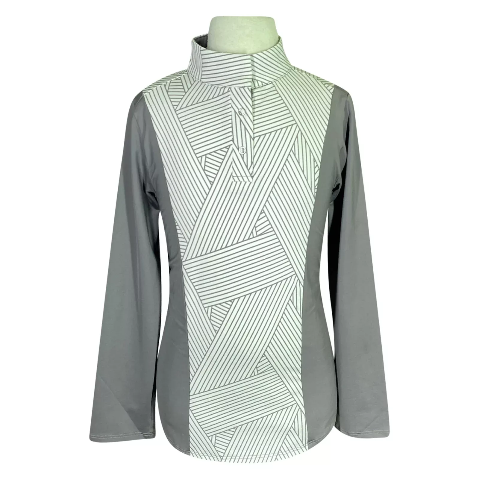 Elliena EQ 'The Edge' Polo in Grey/ White- Children's Large