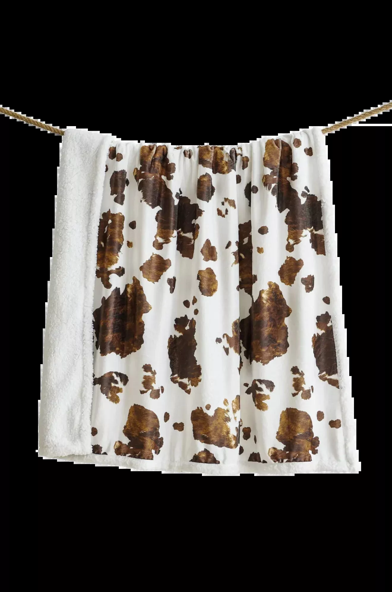Elsa Cowhide Campfire Sherpa Throw
