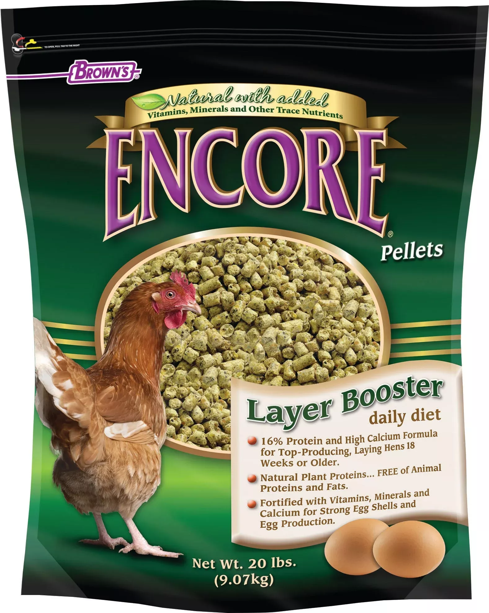Encore Natural Layer Booster Daily Diet Poultry Feed 20 lb
