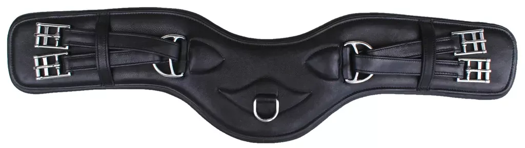 English Soft Pebbled Leather Girth 5" Wide | Contoured Design with Roller Buckles for Easy Rigging | Black English Saddle Girth | 97MI02