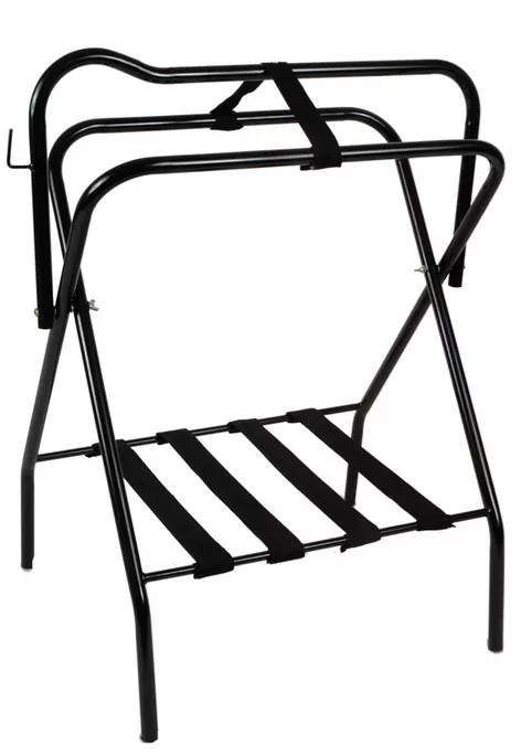Equi-Essentials - Enamel Metal Folding Portable Saddle Rack - Black