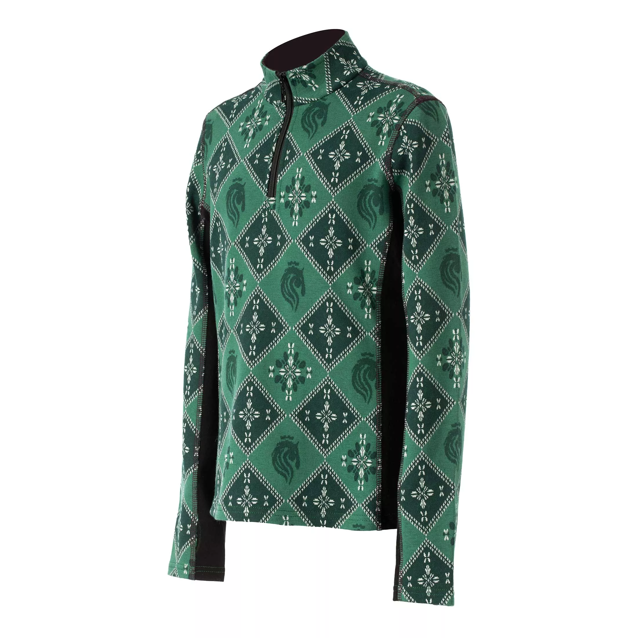Equinavia Kofte Kids Base Layer Quarter Zip Deep Green/Black