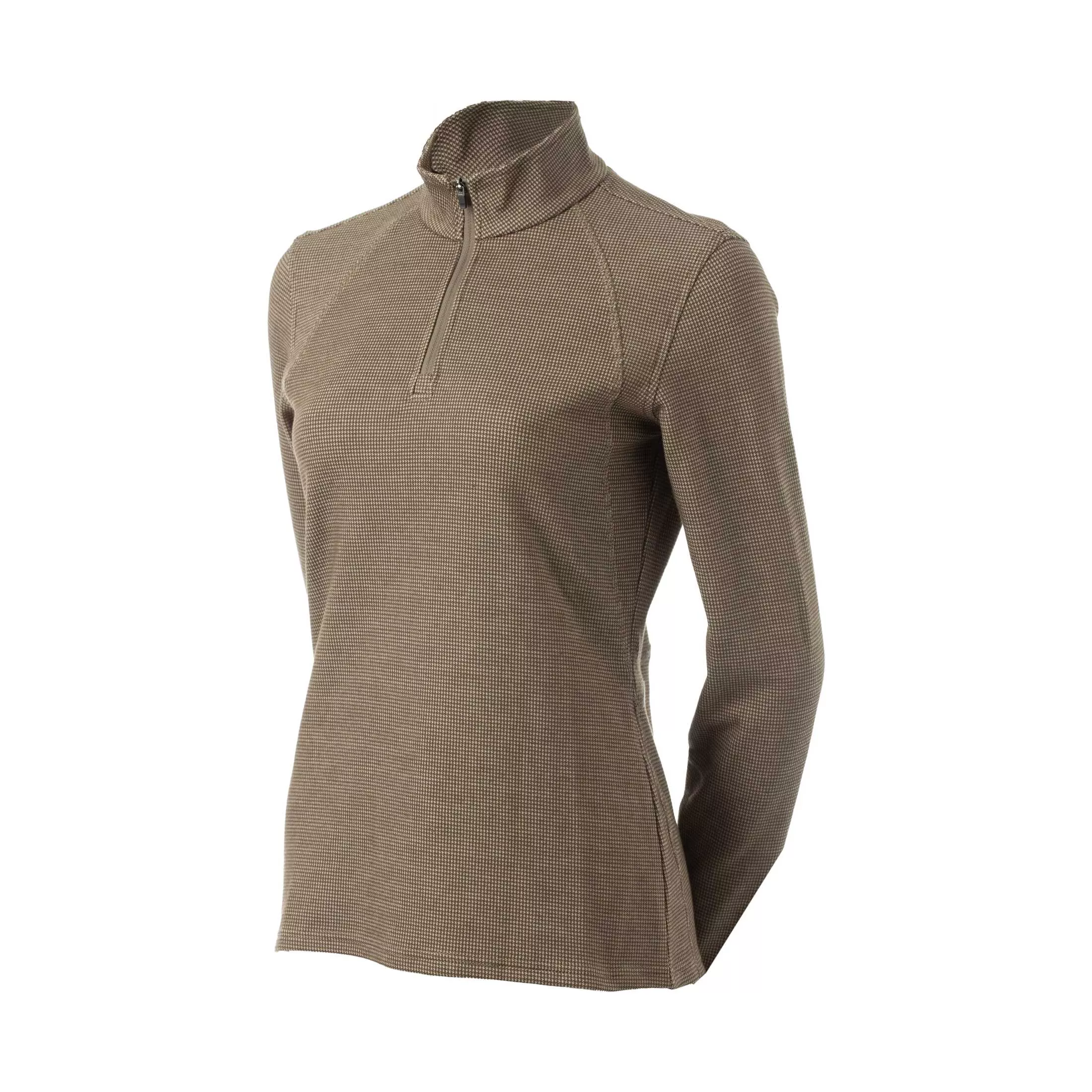 Equinavia Lara Womens Houndstooth Quarter Zip - Brown/Beige