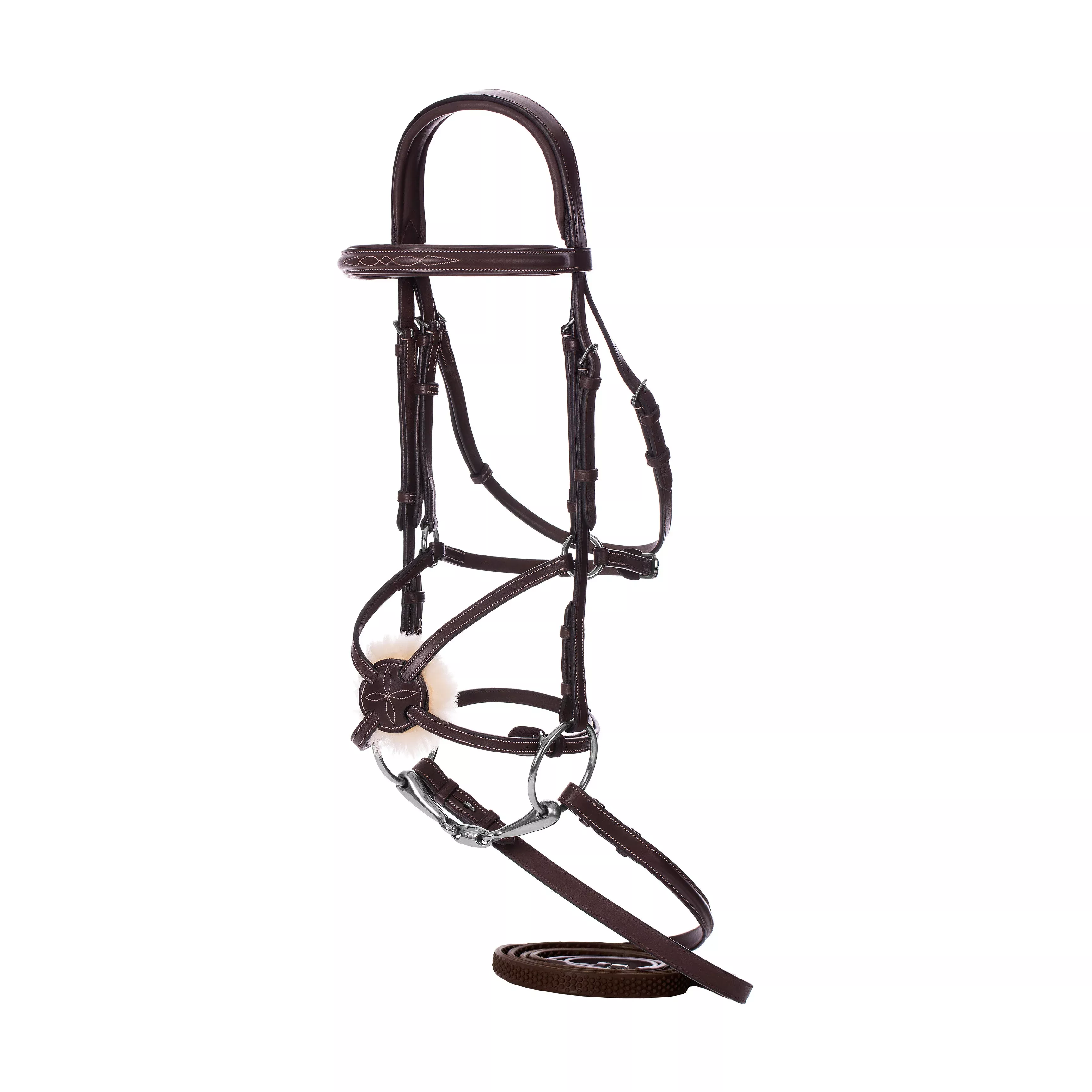 Equinavia Valkyrie Fancy Stitched Figure 8 Bridle & Reins - Chocolate Brown