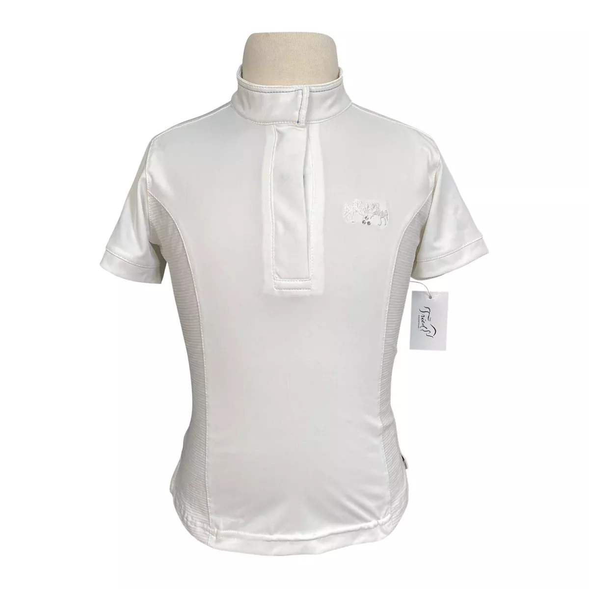 Equine Couture 'Cara' Short Sleeve Show Shirt in White - Children's Medium