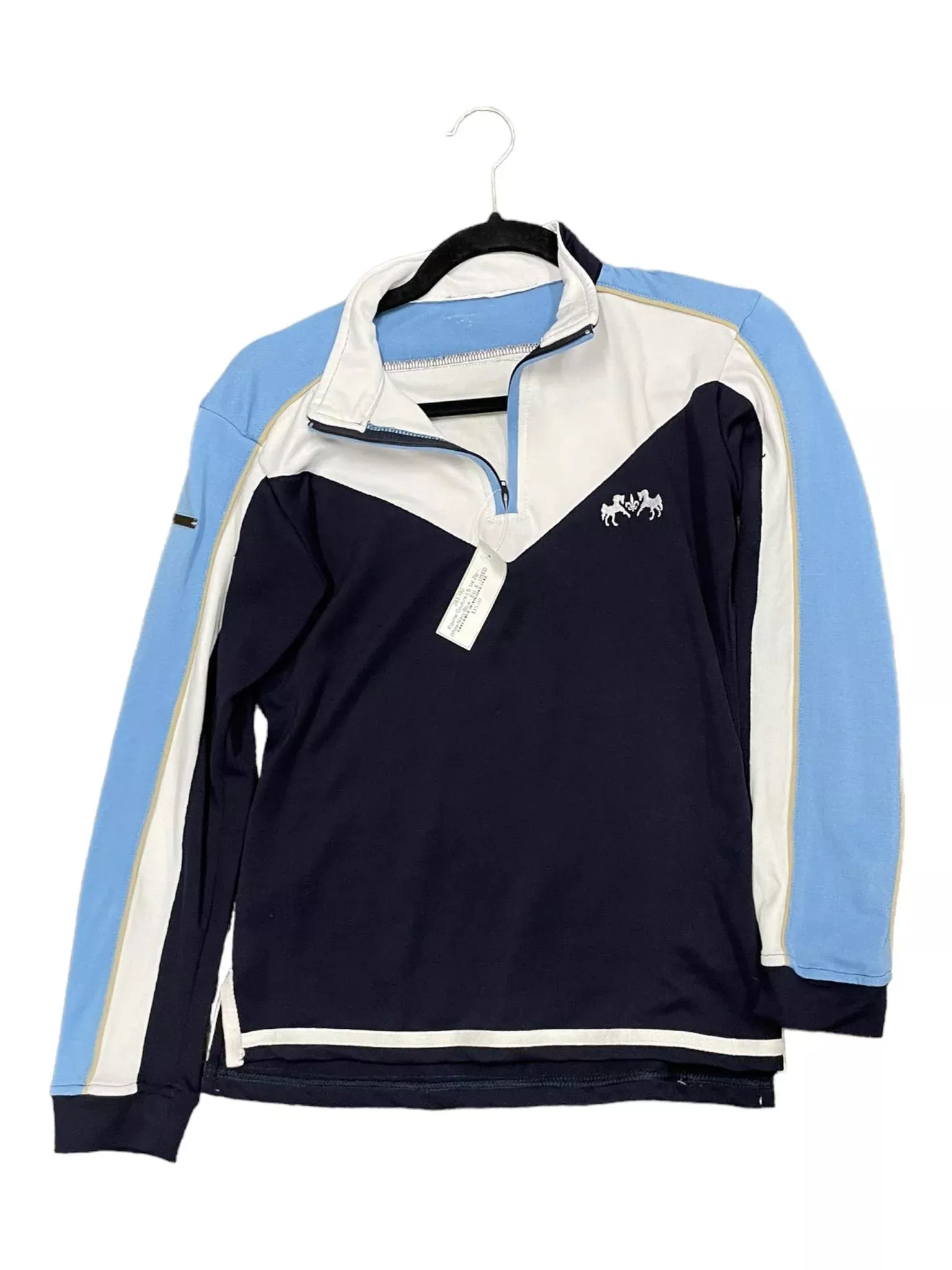 Equine Couture LS 1/4 Zip - White/Navy/Blue - Est. S - USED